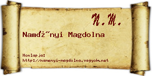 Naményi Magdolna névjegykártya